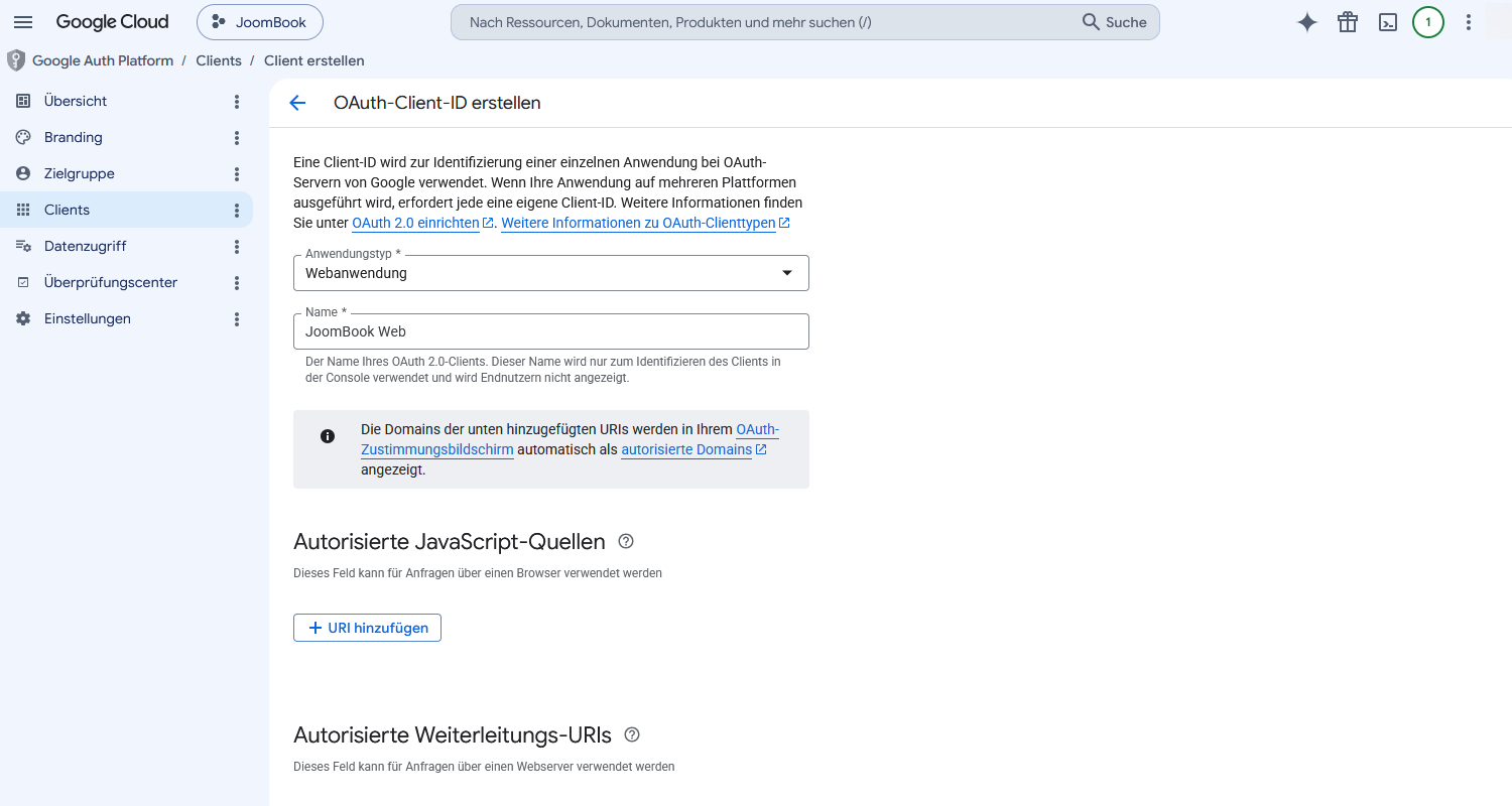 Client-Name eingeben