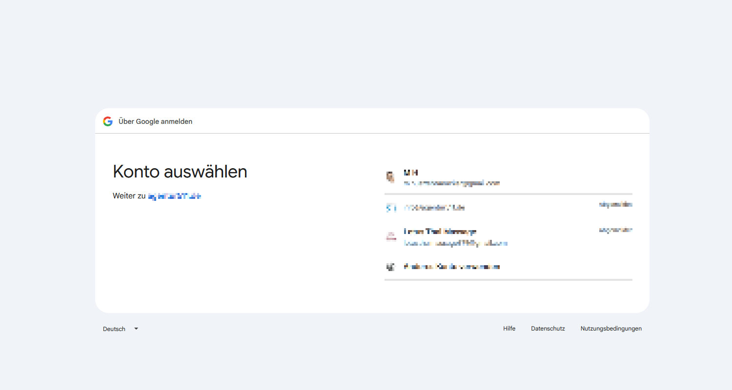 Google-Konto wählen